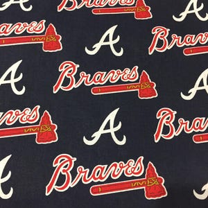 Brand New Atlanta Braves Major League  Baseball Cotton Fabric 1 1/4 Yards x 58&quot; Wide