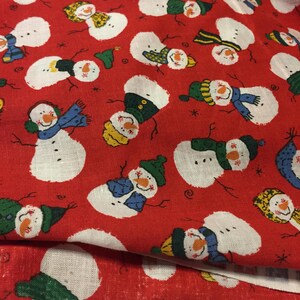 1 Yard Leslie Beck & 4 Yards Unmarked Snowmen Cotton Fabrics