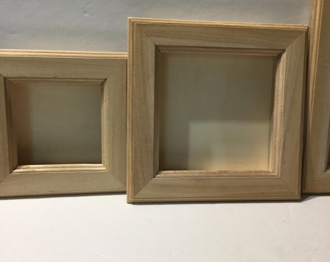 3 Sizes Natural Wood Square Shadow Boxes Removable Backs, Fit Together ...