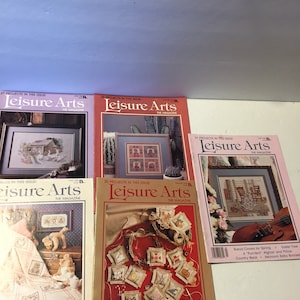 7 Leisure Arts Cross Stitch Magazines 1986-1990