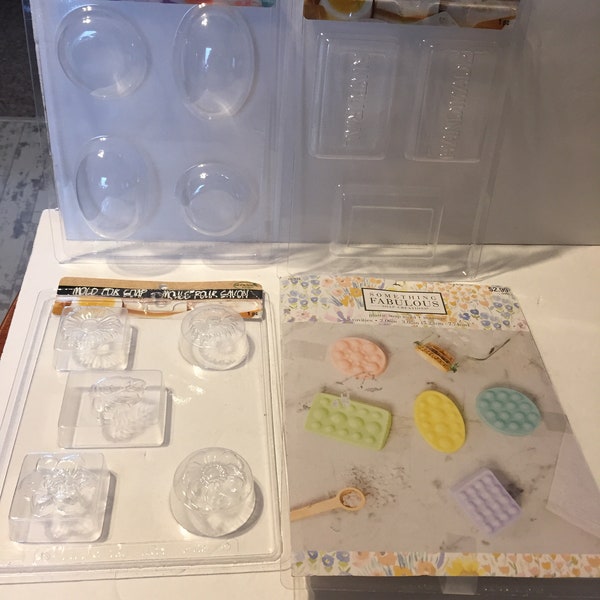 Brand New Clear Plastic Something Fabulous Soap Creations & Life Of The Party Soap Molds 4 Assorted