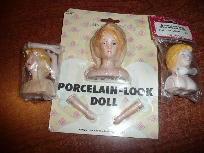 porcelain doll head and hands set