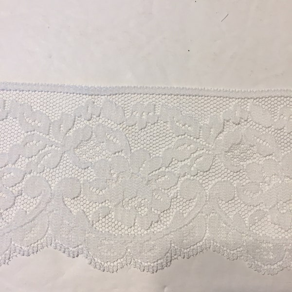 By The Yard Flat Lace White Color 3 Inch Wide