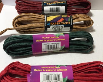 Twisted Paper Ribbon Cranberry (25 Yard), 6 Yard Black/White, Peach/White 4 Yards, Leaflets Baskets & Dolls, Hang Ups, Bonus Colors, Leaflet