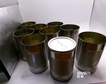 9 Empty Food Tin Cans For Crafts, Target Practice No Sharp Edges, Glue Removed 4 1/4 x 2 3/4"