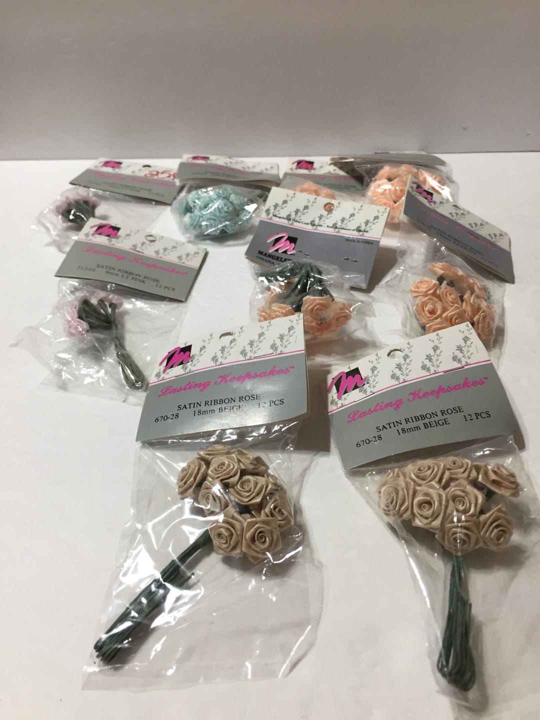 21 Satin Ribbon Roses Packages Assorted Color, Sizes, Mangelsen's ...