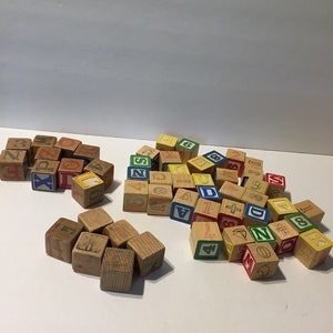 52 Children&#39;s ABC Wood Blocks 3 Types