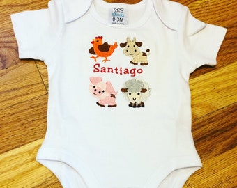 Personalized Baby Bodysuit, Farm Animals Outfit, Bodysuit, Baby Girl Bring Home Outfit, Baby Boy Outfit, Baby Shower Gift, Baby Gift, Baby