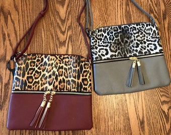 Leopard Crossbody, Monogram Crossbody Purse, Monogrammed Purse, Leopard Purse, Crossbody Bags, Monogram Crossbody Bag with Tassels