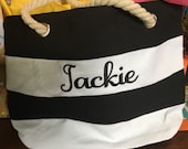 Monogram Tote Bag, Canvas Tote Bag, Black Tote Bag, Red Tote Bag, Pink Tote Bag, Striped Tote Bag, Personalized Tote