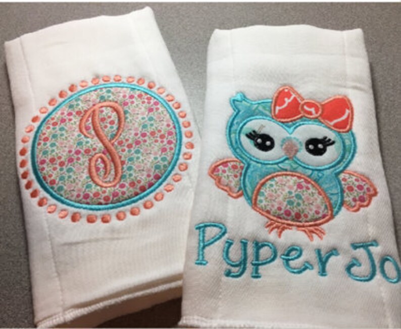 Monogram Baby Burp Cloth Set Personalized Name Burp Cloth Etsy