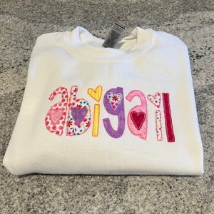 Monogram Sweatshirt, Custom Name Sweatshirt, Kids Personalized Shirt, YOUTH Personalized Sweatshirt,  Valentines Day Gift, Birthday Gift