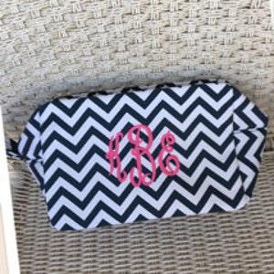 Monogram Cosmetic Bag, Cosmetic Bag, Birthday Gift, Bride Gift, Bridesmaids Gift, Embroidered Cosmetic, Bridal Party image 1