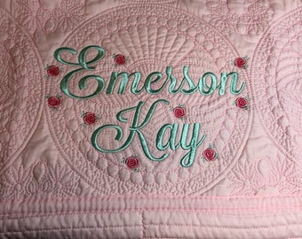 Monogrammed Baby Quilt, Monogram Baby Blanket, Personalized Baby Quilt New Baby Gift, Baptism Gift, Baby Shower Gift