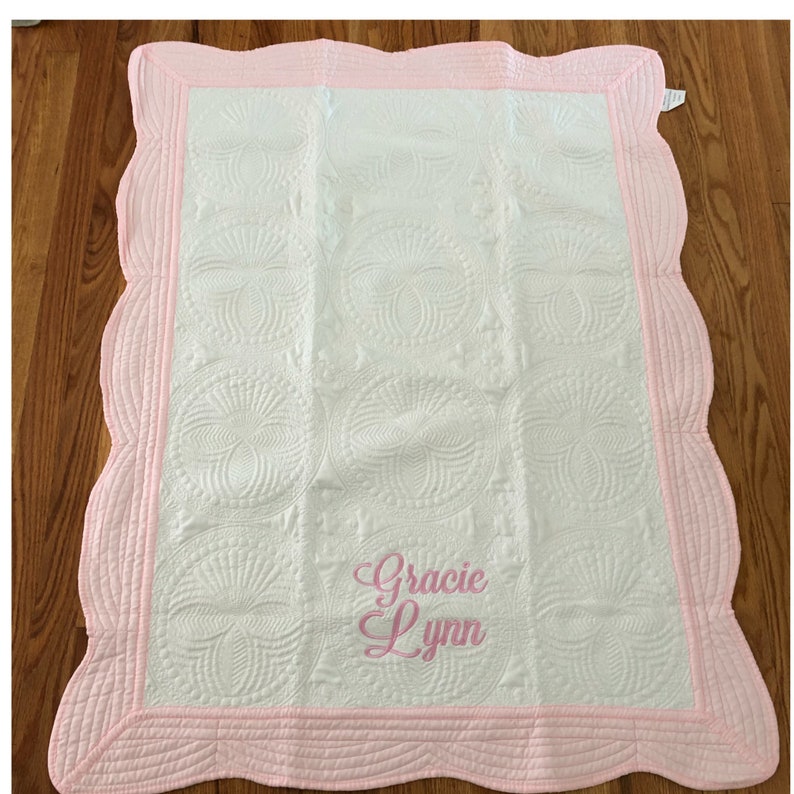 Monogram Baby Blanket, Personalized Baby Quilt, Baby Quilt, Monogrammed Baby Quilt, New Baby Gift, Baptism Gift, Baby Shower Gift image 7