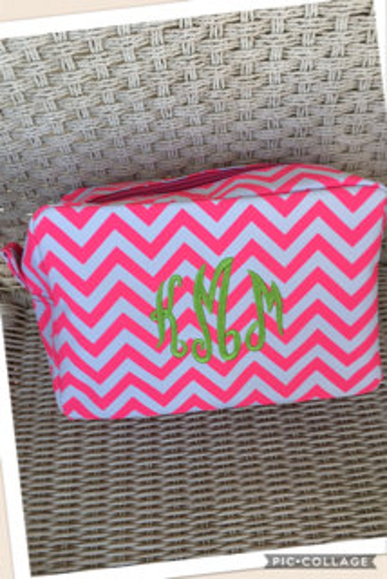 Monogram Cosmetic Bag, Cosmetic Bag, Birthday Gift, Bride Gift, Bridesmaids Gift, Embroidered Cosmetic, Bridal Party image 4