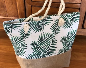 Tote Bag, Palm Leaf Tote Bag, Personalized Tote Bag, Monogram Tote Bag, Floral Canvas Tote Bag, Birthday Gift, Bridesmaid Gift