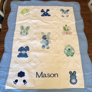 Personalized Baby Quilt, Baby Quilt, Monogrammed Baby Quilt, Cotton Quilt, Baptism Gift, Baby Shower Gift