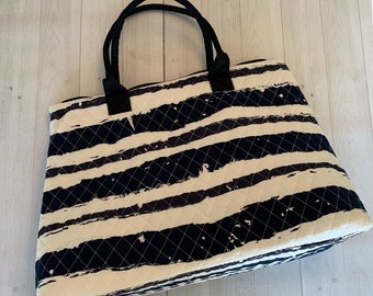 Monogram Tote, Large Quilted Shoulder Tote, Black Quilted Tote Bag, Personalized Tote Bag, Embroidered Tote
