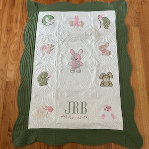 Personalized Baby Quilt, Baby Quilt, Monogrammed Baby Quilt, Cotton Quilt, Baptism Gift, Baby Shower Gift
