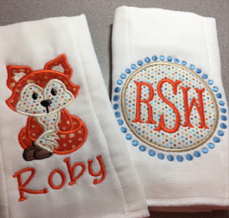 Monogram Baby Burp Cloth Set Personalized Name Burp Cloth Etsy