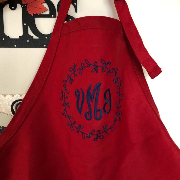 Personalized Apron, Monogram Apron, Kitchen Apron, Custom Apron, Custom Monogrammed Apron, Cotton Canvas Apron, Full Size Apron