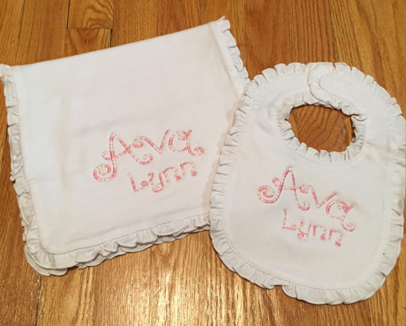 Monogram Burp and Bib Cloth Set Monogram Burp Cloth Monogram Etsy