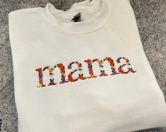 Mama Crewneck Sweatshirt, Embroidered Mama Sweatshirt, Mom Sweatshirt, Gift for Mama, New Mom Gift, Mothers Day, Birthday Gift