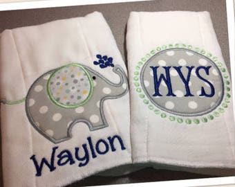 Monogram Baby Burp Cloth Set - Personalized Name Burp Cloth - Baby Burp Cloths Monogram Baby Gifts - Baby Shower Gift - Unique Baby Gifts