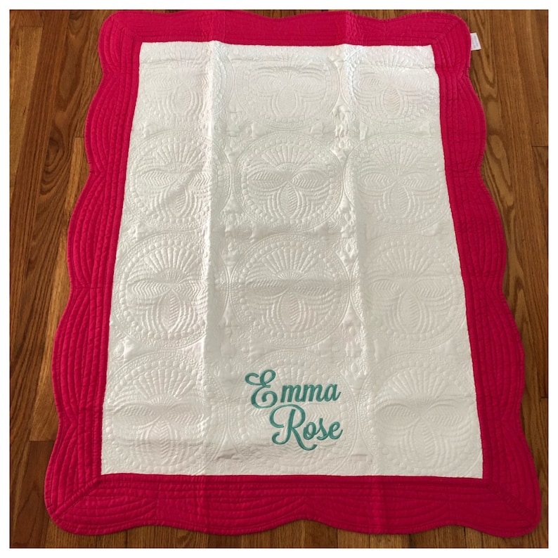 Monogram Baby Blanket, Personalized Baby Quilt, Baby Quilt, Monogrammed Baby Quilt, New Baby Gift, Baptism Gift, Baby Shower Gift image 6