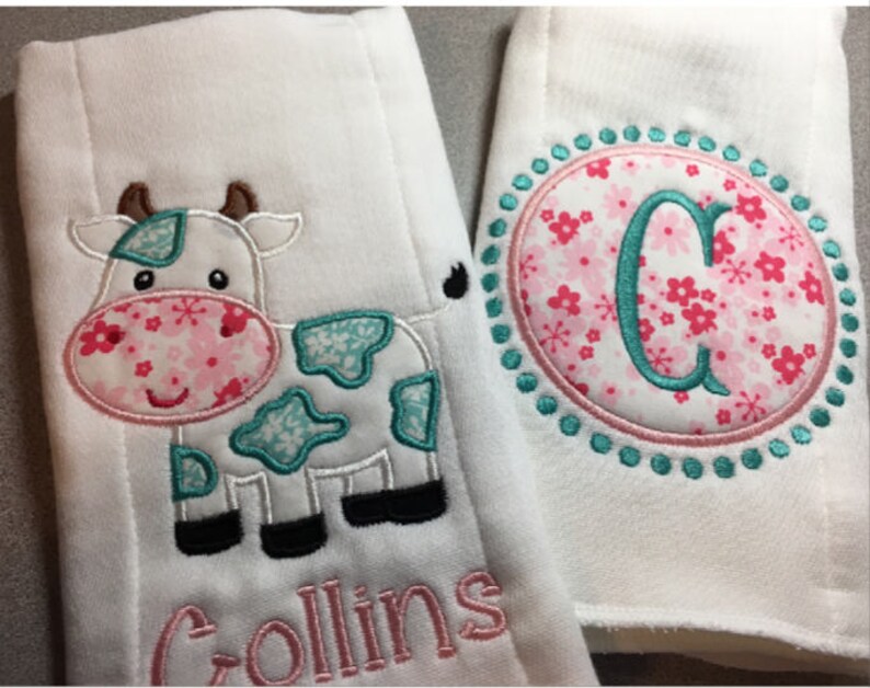 Monogram Baby Burp Cloth Set Personalized Name Burp Cloth Etsy