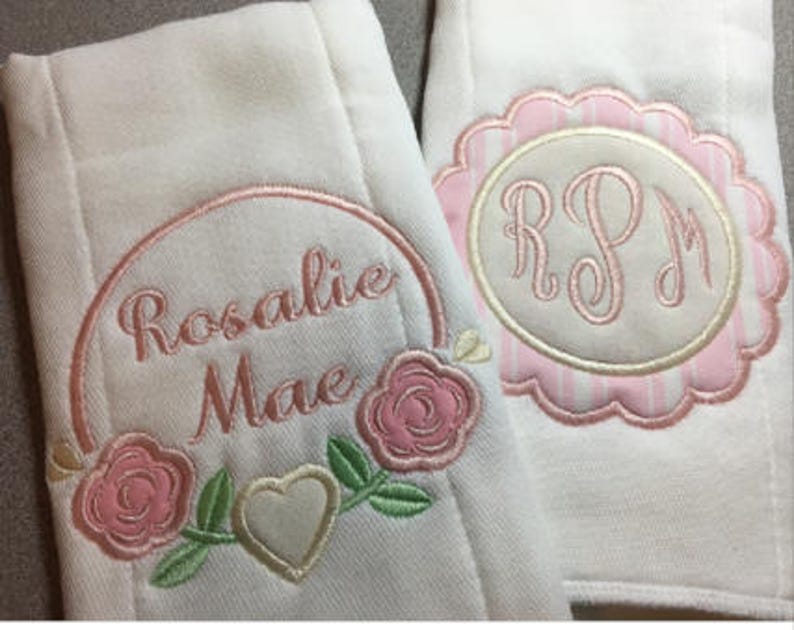 Monogram Baby Burp Cloth Set Personalized Name Burp Cloth Etsy