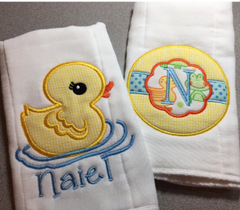 Monogram Baby Burp Cloth Set Personalized Name Burp Cloth Etsy