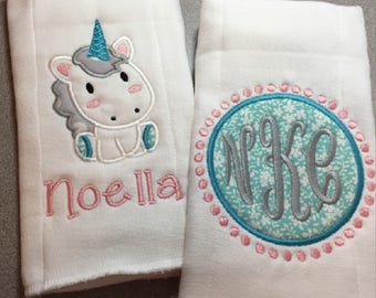 Monogram Baby Burp Cloth Set - Personalized Name Burp Cloth - Baby Burp Cloths Monogram Baby Gifts - Baby Shower Gift - Unique Baby Gifts