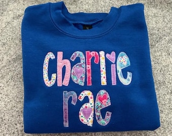 Monogram Sweatshirt, Custom Name Sweatshirt, Kids Personalized Shirt, YOUTH Personalized Sweatshirt,  Valentines Day Gift, Birthday Gift