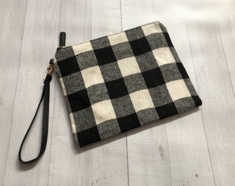 Monogram Clutch, Monogram Wristlet, Flannel Wristlet, Flannel Clutch, Personalized Clutch