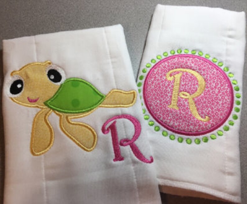 Monogram Baby Burp Cloth Set Personalized Name Burp Cloth Etsy