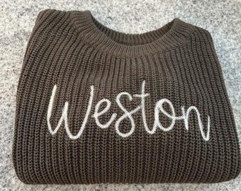 Personalized Baby Sweater, Custom Name Sweater, Baby Shower Gift, New Baby Gift, Embroidered Name Sweater, Toddler Monogram Sweater