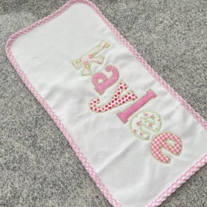 Monogram Burp and Bib Cloth Set, Personalized Burp Cloth, Monogram Bib, Ruffle Burp Cloth, Ruffle Bib, Monogram Burp Cloth and Bib Set image 3