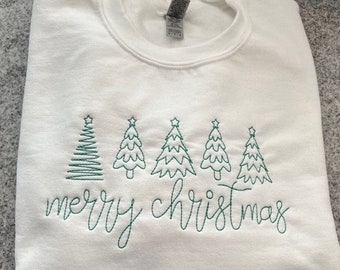 Christmas Sweatshirt, Merry Sweatshirt, Adult Personalized Sweatshirt,  Christmas  Embroidered Sweatshirt, Falala Shirt