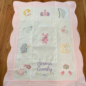 Personalized Baby Quilt, Baby Quilt, Monogrammed Baby Quilt, Cotton Quilt, Baptism Gift, Baby Shower Gift