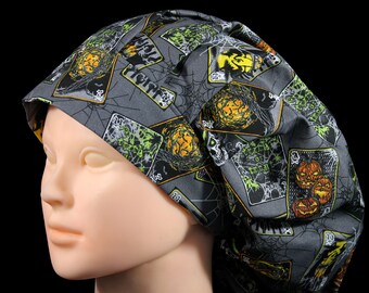 Halloween Tarot Scrub Hat: Gothic Bouffant Surgical Cap