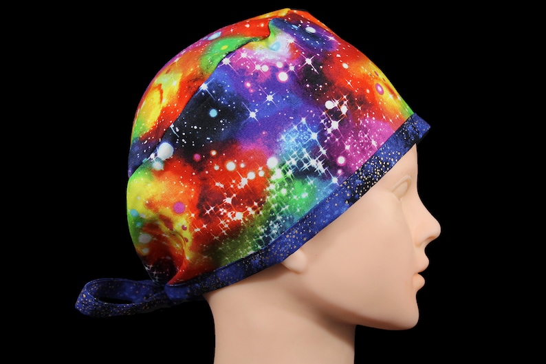 Rainbow Scrub Cap Scrub Hat for Men Scrub Hat for Women Rainbow Stars Scrub Hat Rainbow Space Surgical Scrub Hat LGBTQ Hat Tie Back