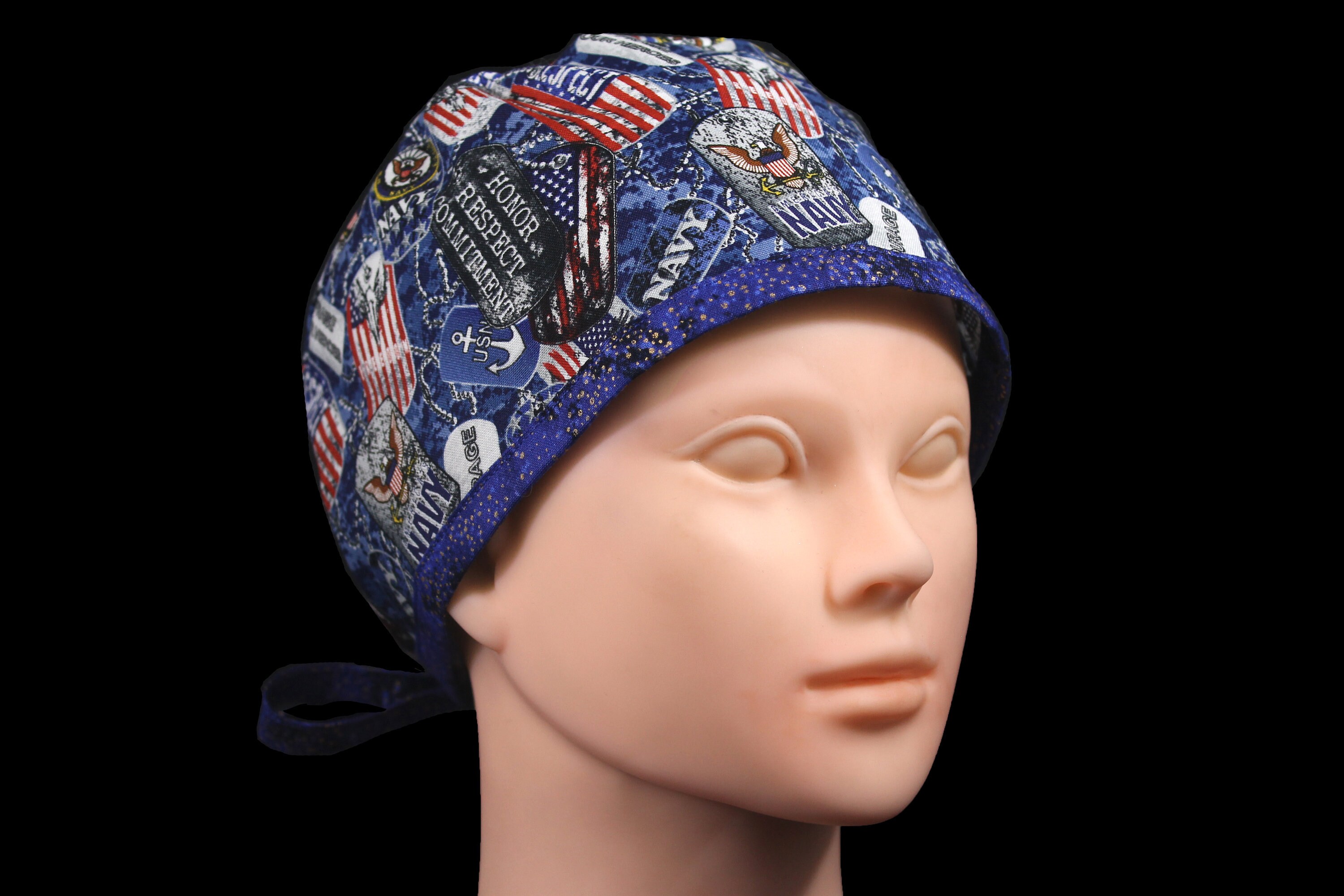 Navy Surgical Scrub Hat Patriotic Scrub 