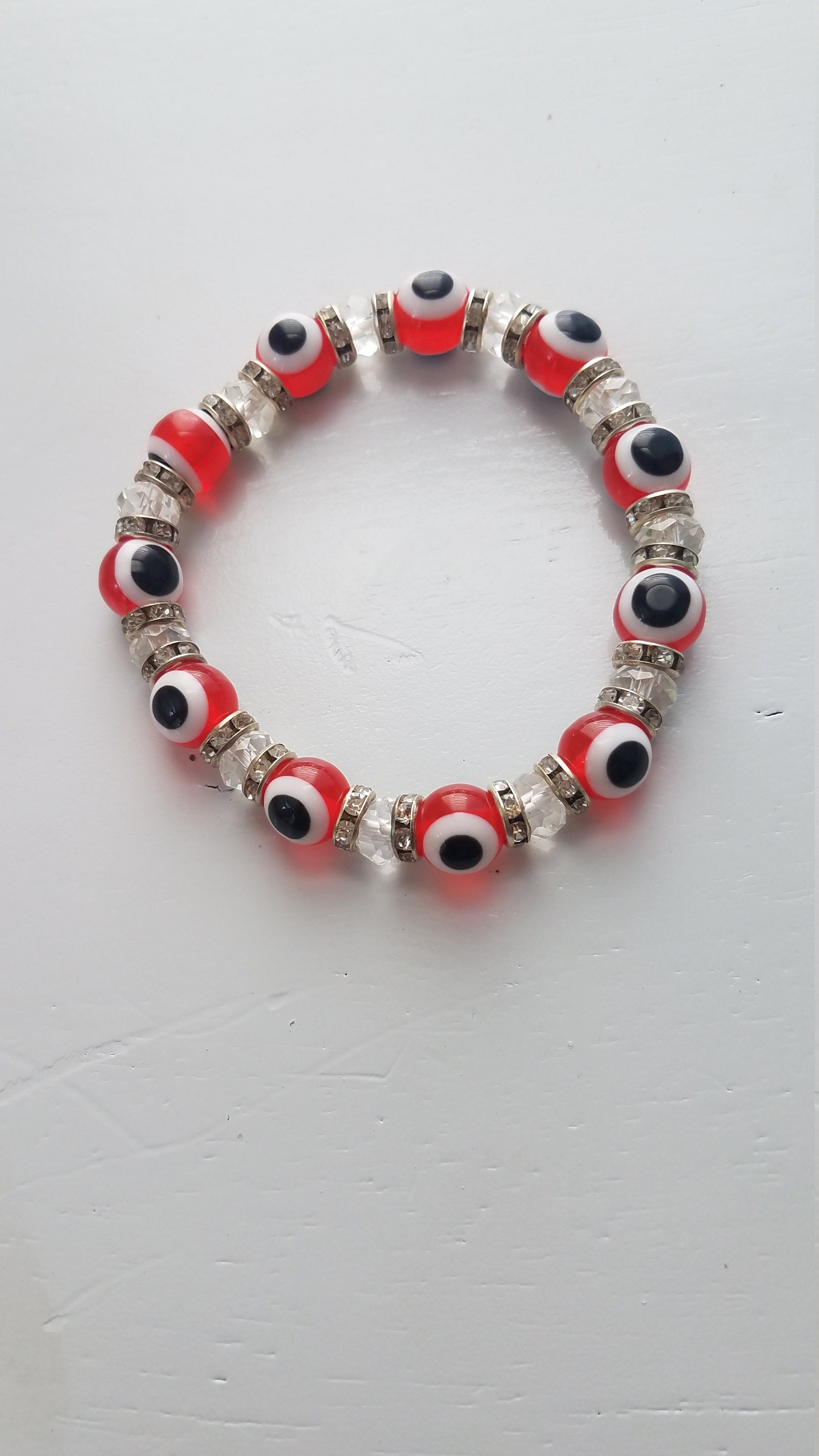 Red Evil Eye Stretch Bracelet Protection Mal De Ojo Etsy