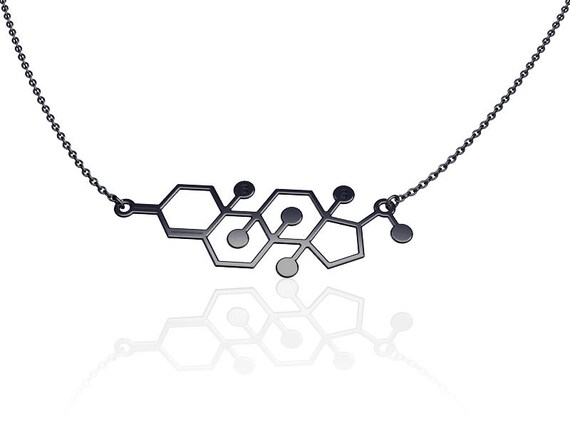 personalized testosterone necklace, Testosterone molecule necklace with hand stamped initial