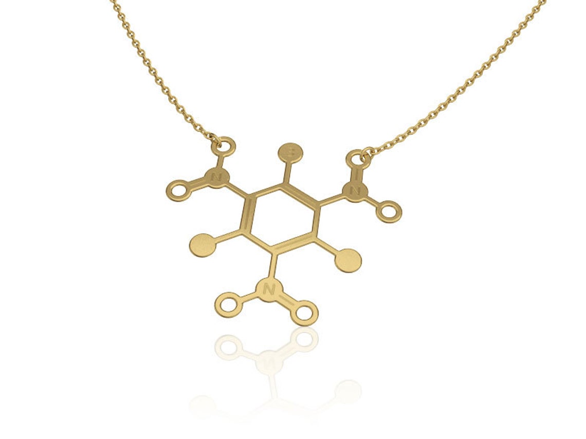Molecule necklace TNT necklace Gold necklace chemistry jewelry Etsy