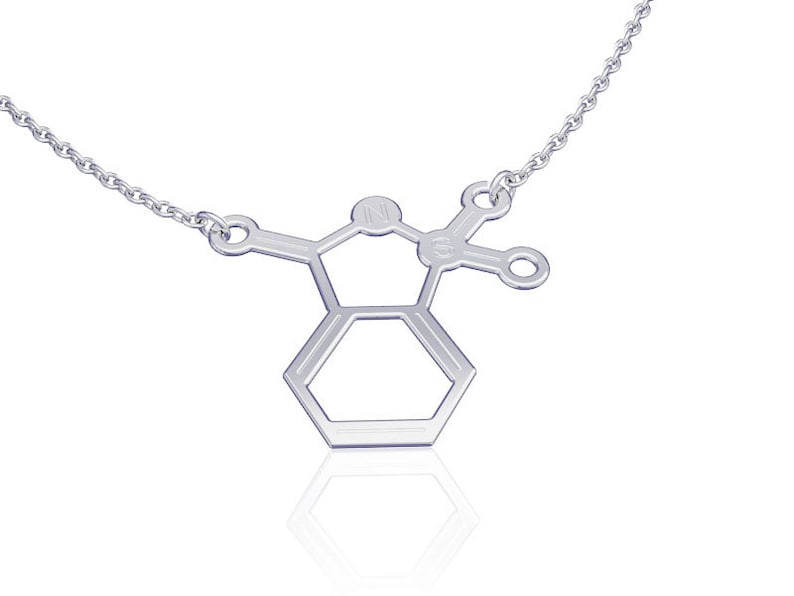 sterling silver necklace womens jewelry molecule necklace Saccharin molecule science jewelry chemistry necklace