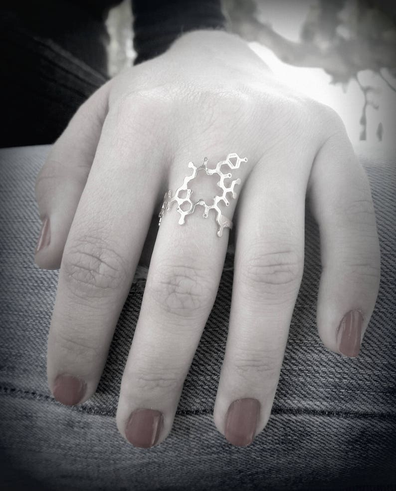 925 Sterling Silver Oxytocin Molecule Ring Chemistry Jewelry Etsy