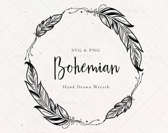 Boho Wreath Svg Etsy
